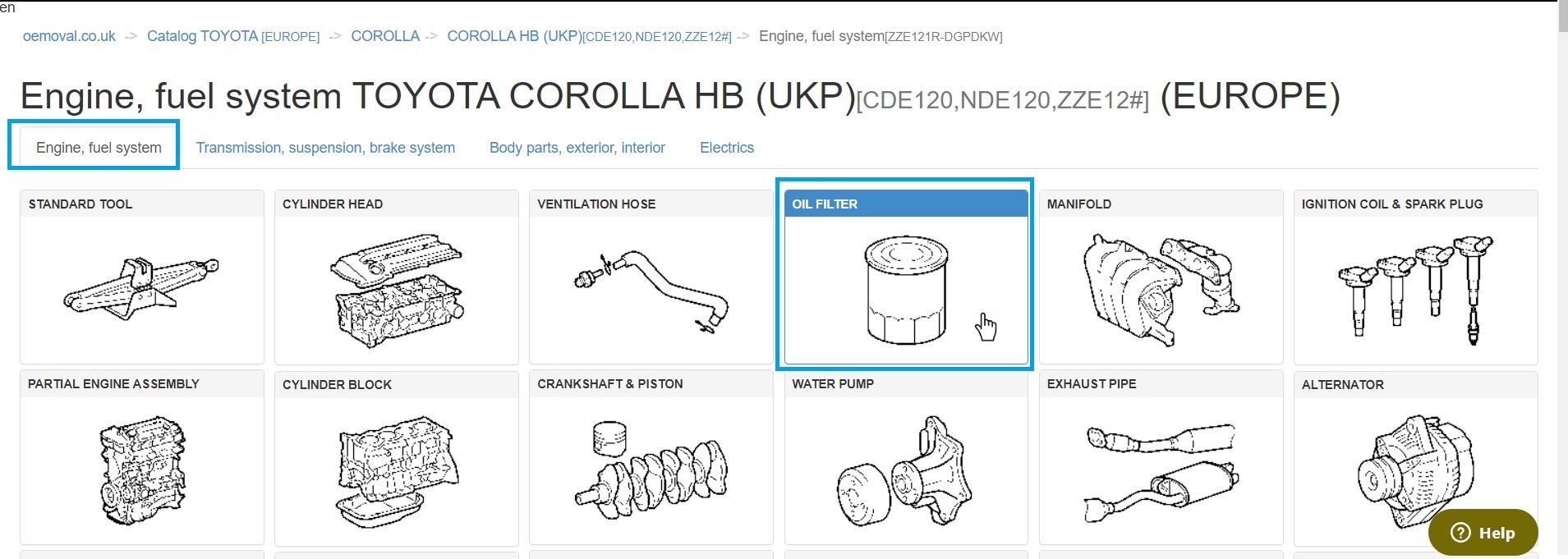 how to find part in the online car parts catalog step 3